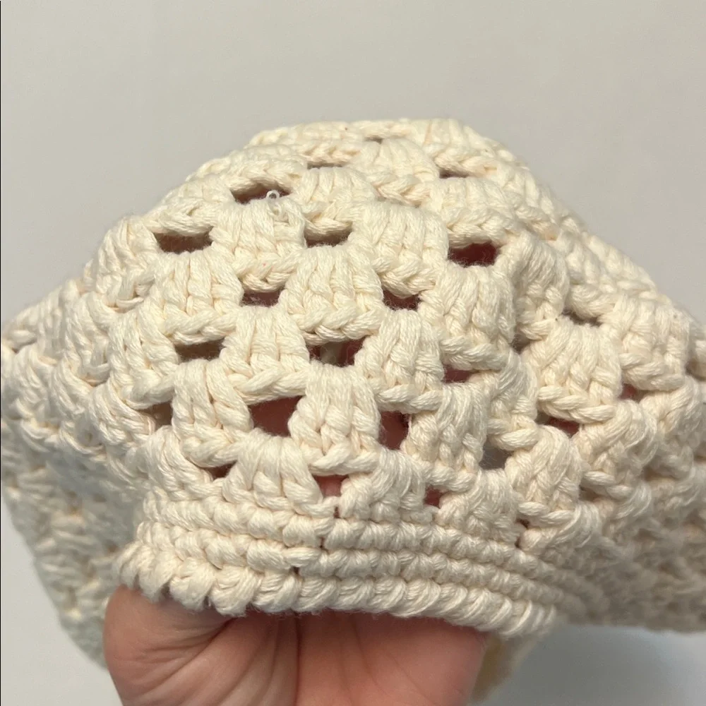 CREAM -OFF WHITE CHUNKY BERET CAP WOMENS COTTON BLEND BEANIE CROCHET KNIT HAT - Picture 5 of 7